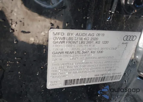 2020 Audi Q3 Premium 45 Tfsi Quattro Tiptronic z USA, uszkodzony, nr VIN WA1AECF32L1009445